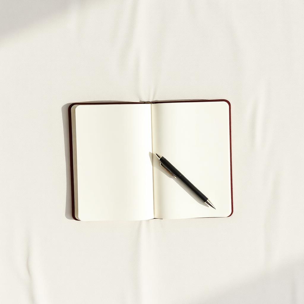 Open journal, wooden blocks, eucalyptus and a stethoscope on linen